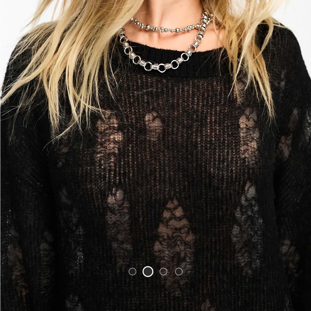 NWT Weekday Taylor distressed knitted sweater in black